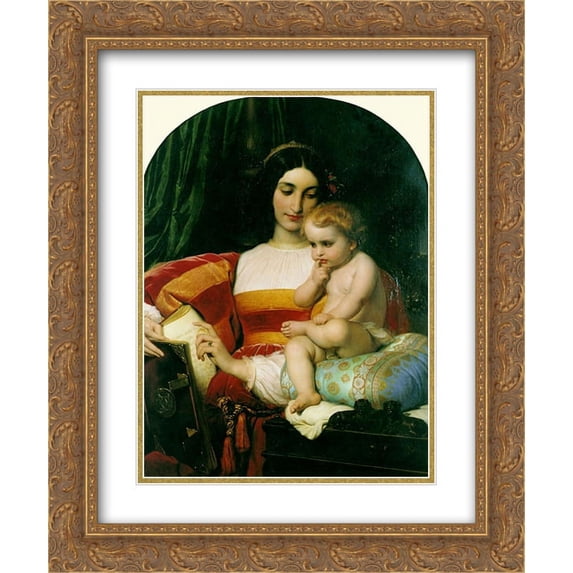 Paul Delaroche 2x Matted 20x24 Gold Ornate Framed Art Print 'The Childhood of Pico della Mirandola'
