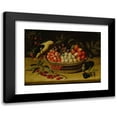 thumbnail image 1 of Paul Dorival 24x19 Black Modern Framed Museum Art Print Titled - Still Life with Cherries, Plums, Raspberries and Other Fruits in a Basket, with a Yellow Bird, 1 of 5