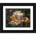 thumbnail image 1 of Paul Emil Jacobs 24x19 Black Ornate Framed Double Matted Museum Art Print Titled: Diana and Her Nymphs Bathing (1846), 1 of 5