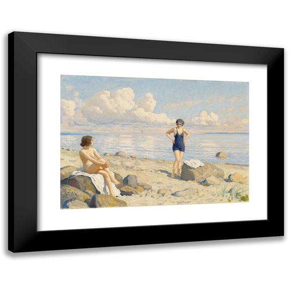 Paul Fischer 18x14 Black Modern Framed Museum Art Print Titled - On the Beach