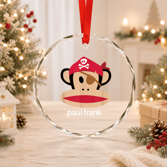 Paul Frank Halloween Julius Pirate Monkey Logo Glass Ornament, Glass Ornament
