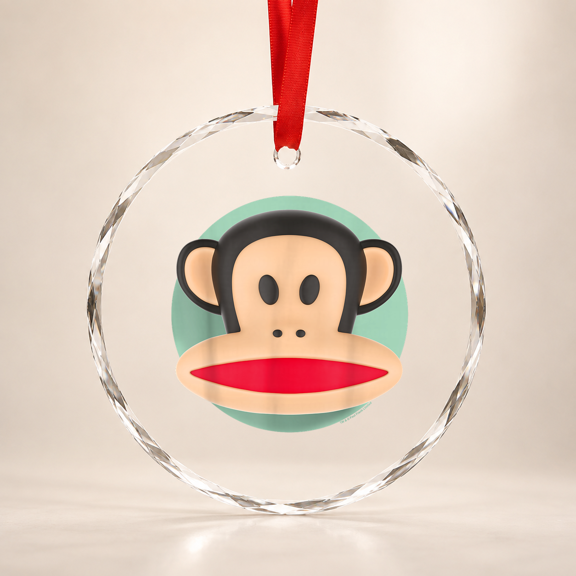 Paul Frank Julius The Monkey Green Circle Glass Ornament, Vintage Birthday Gift