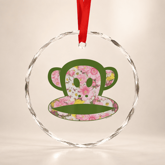 Paul Frank Julius The Monkey Groovy Floral Spring Logo Glass Ornament