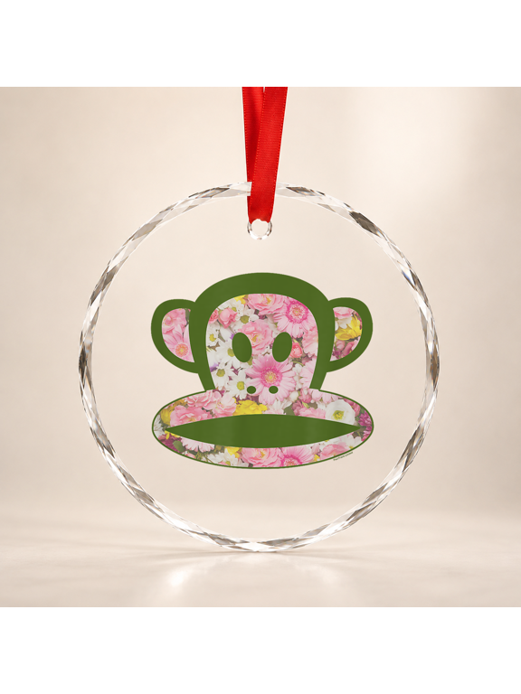 Paul Frank Julius The Monkey Groovy Floral Spring Logo Glass Ornament