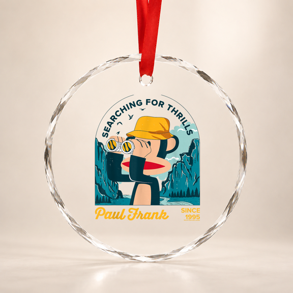 Paul Frank Julius The Monkey Searching for Thrills Glass Ornament, Vintage Birthday Gift