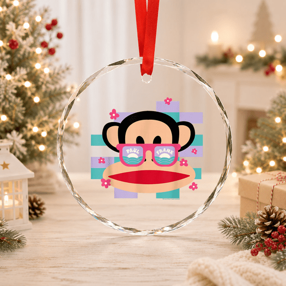 Paul Frank Julius The Monkey in Pink Glasses Glass Ornament, Glass Ornament