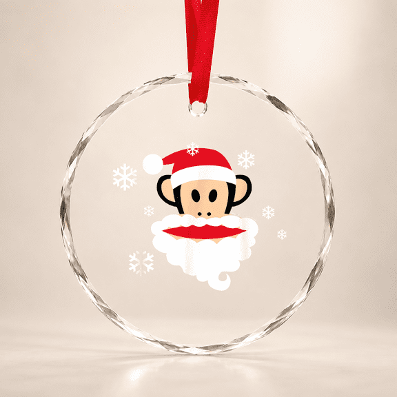 Paul Frank Santa Claus Julius Monkey Christmas Glass Ornament, Vintage Birthday Gift