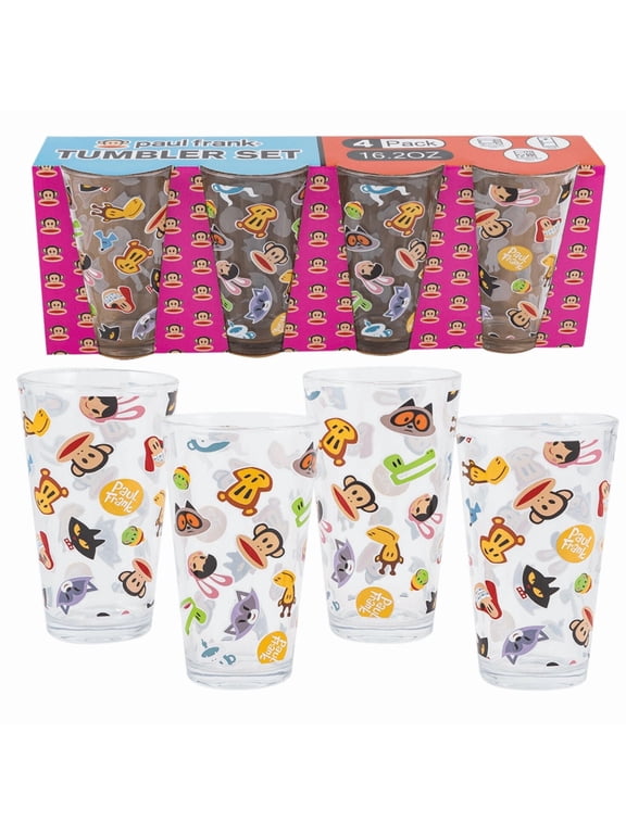 4-Pack Tumblers, 16.2 oz BPA-Free Reusable Plastic Cups with Fun Designs. Durable, Dishwasher Safe for Water, Juice & Cold Drinks