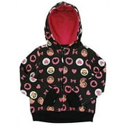 Paul Frank Youth Girl's Hearts and Bow Zip Up Hoodie Sweatshirt, Black / Pink