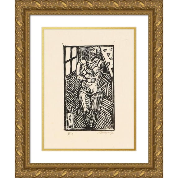Paul Gangolf 12x14 Gold Ornate Wood Frame and Double Matted Museum Art Print Titled - Standing Act from the Front (1920)