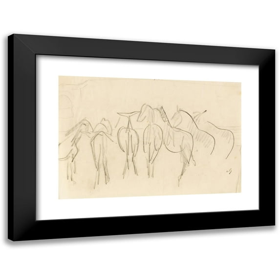 Paul Gangolf 18x13 Black Modern Framed Museum Art Print Titled - Horses (1920)