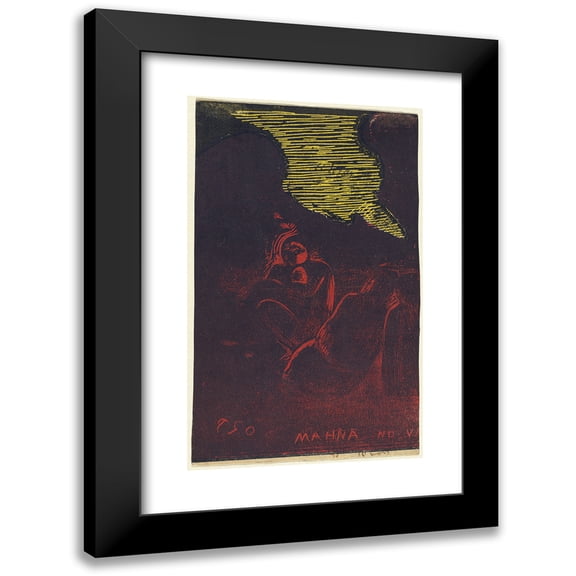 Paul Gauguin 10x14 Black Modern Framed Museum Art Print Titled - Mahna is a Spirit of the Spirit (The Demon Speaks) (1894-1895)