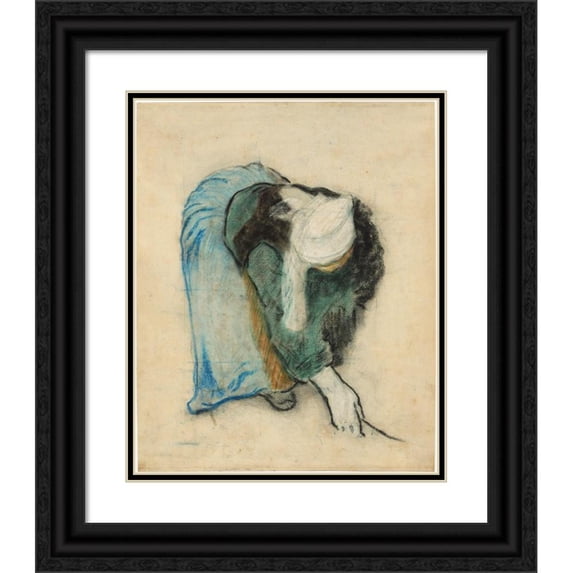 Paul Gauguin 12x14 Black Ornate Wood Framed Double Matted Museum Art Print Titled: A Breton Gleaner (1886)