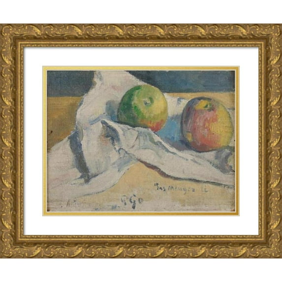 Paul Gauguin 14x11 Gold Ornate Wood Frame and Double Matted Museum Art Print Titled - Still Life with Apple (ca 1891-04)