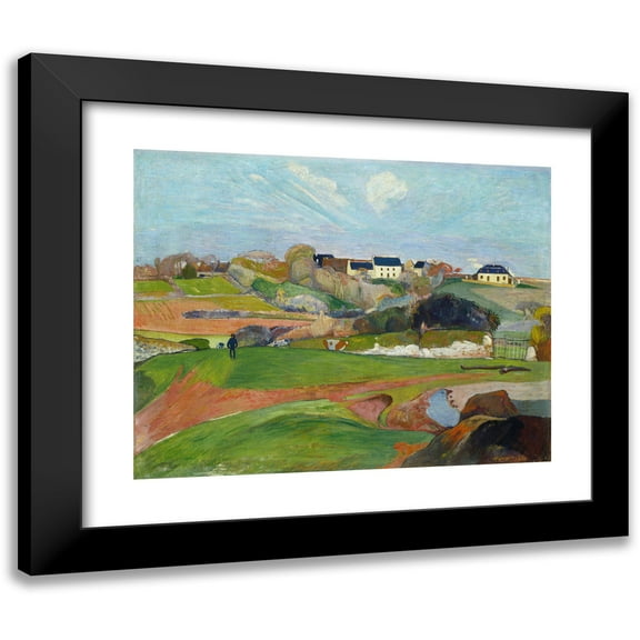 Paul Gauguin 14x12 Black Modern Framed Museum Art Print Titled - Landscape at Pouldu (1890)