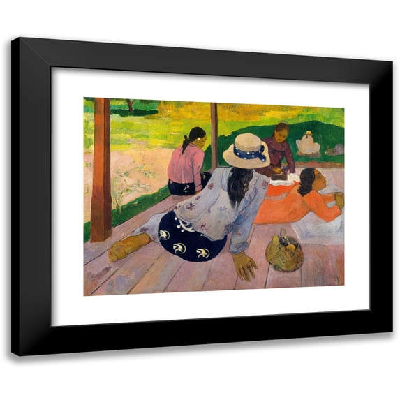 Paul Gauguin 14x12 Black Modern Framed Museum Art Print Titled - The Siesta (ca. 1892-94)