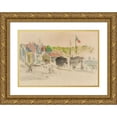 thumbnail image 1 of Paul Gauguin 18x14 Gold Ornate Wood Frame and Double Matted Museum Art Print Titled - The Village, 1 of 4