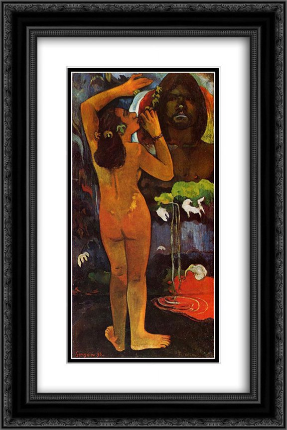 Paul Gauguin 2x Matted 16x24 Black Ornate Framed Art Print 'Hina, Moon Goddess & Te Fatu, Earth Spirit '