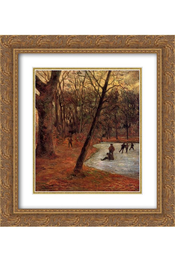 Paul Gauguin 2x Matted 20x22 Gold Ornate Framed Art Print 'Skaters in Fredericksberg park'