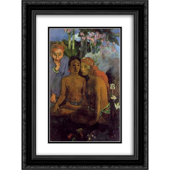 Paul Gauguin 2x Matted 20x24 Black Ornate Framed Art Print 'Barbarous Tales'