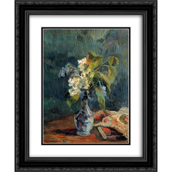 Paul Gauguin 2x Matted 20x24 Black Ornate Framed Art Print 'Lilac bouquet'