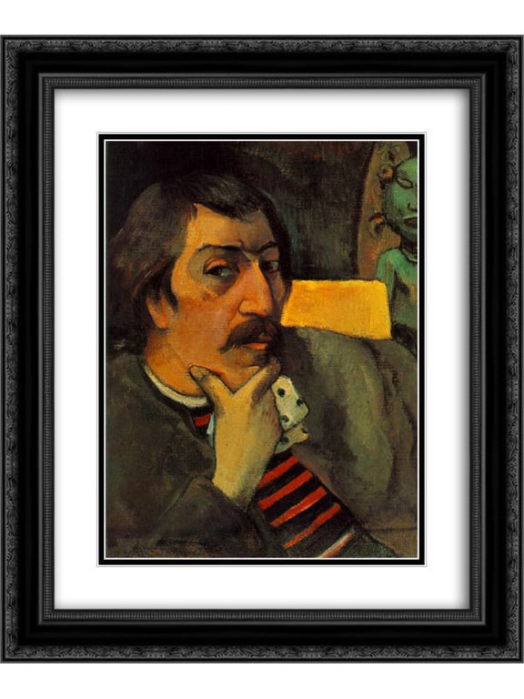Paul Gauguin 2x Matted 20x24 Black Ornate Framed Art Print 'Self Portrait with the Idol'