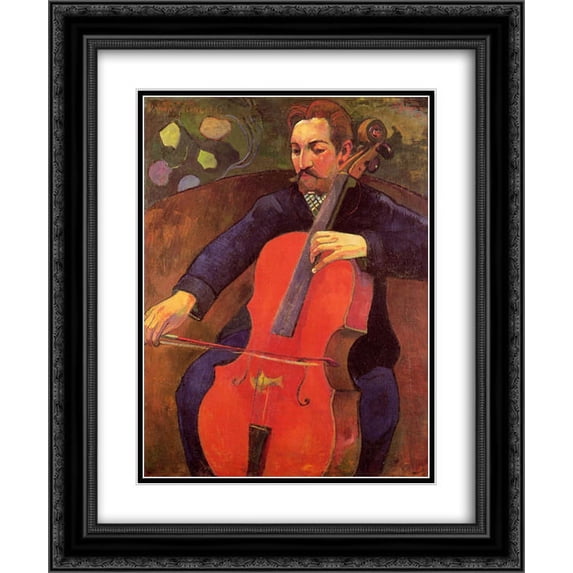 Paul Gauguin 2x Matted 20x24 Black Ornate Framed Art Print 'The Cellist (Portrait of Upaupa Scheklud) '