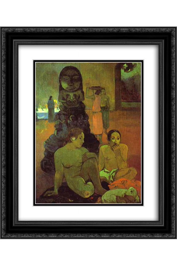Paul Gauguin 2x Matted 20x24 Black Ornate Framed Art Print 'The Great Buddha'