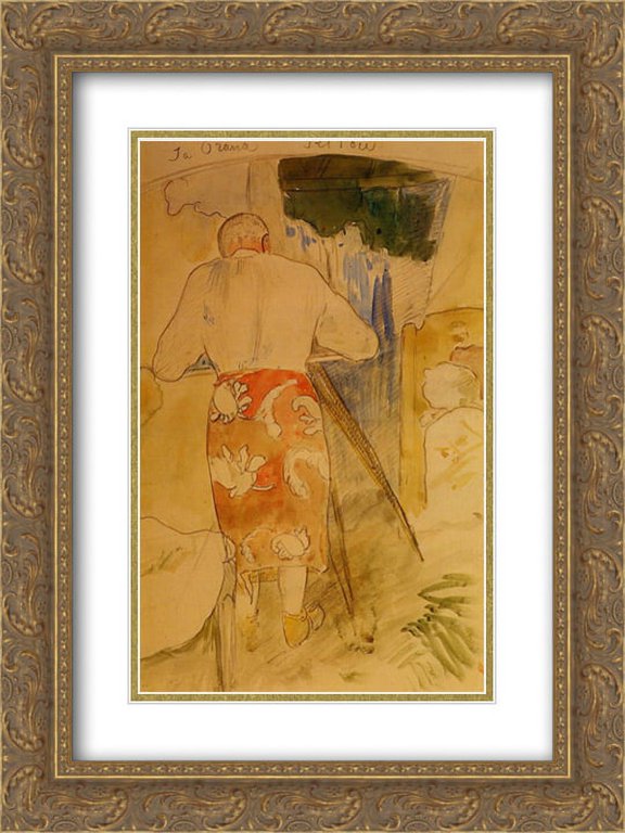 Paul Gauguin 2x Matted 20x24 Gold Ornate Framed Art Print 'Self portrait, at work'