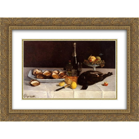Paul Gauguin 2x Matted 24x18 Gold Ornate Framed Art Print 'Still life with oysters'