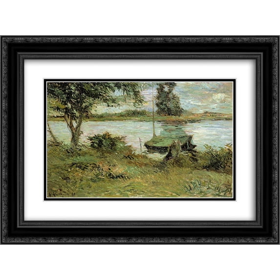 Paul Gauguin 2x Matted 24x20 Black Ornate Framed Art Print 'Banks of the Oise'
