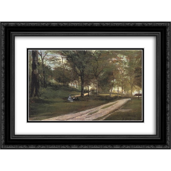 Paul Gauguin 2x Matted 24x20 Black Ornate Framed Art Print 'In the forest Saint Cloud II'