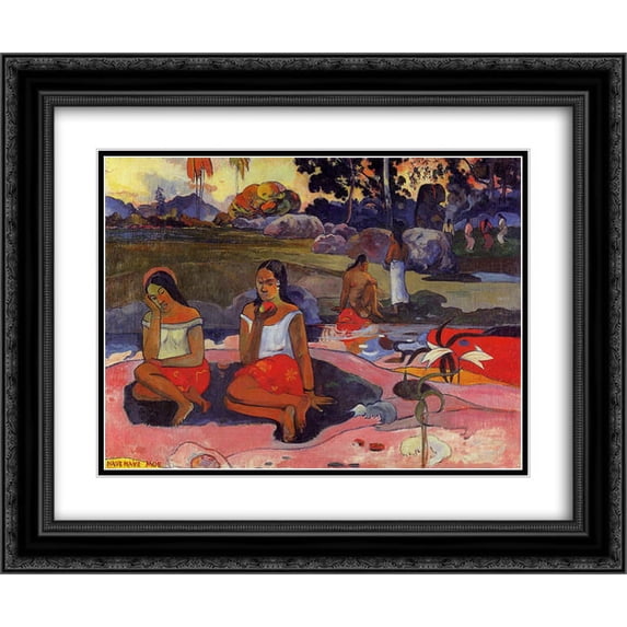 Paul Gauguin 2x Matted 24x20 Black Ornate Framed Art Print 'Sacred Spring'