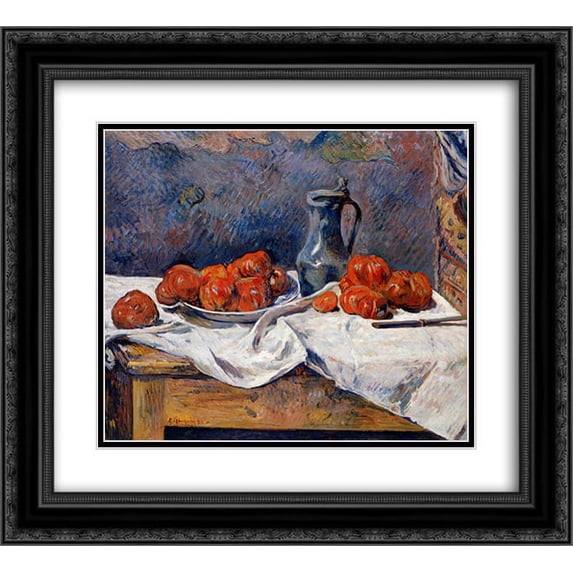 Paul Gauguin 2x Matted 24x20 Black Ornate Framed Art Print 'Tomatoes and a pewter tankard on a table'