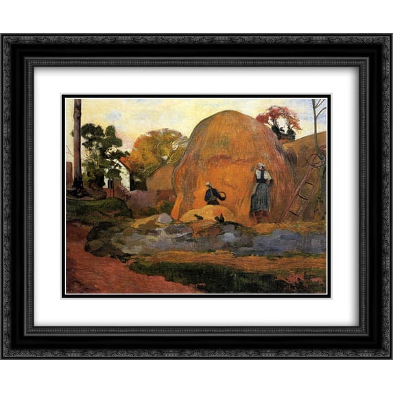 Paul Gauguin 2x Matted 24x20 Black Ornate Framed Art Print 'Yellow Haystacks (Golden Harvest)'