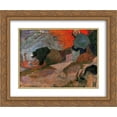 thumbnail image 1 of Paul Gauguin 2x Matted 24x20 Gold Ornate Framed Art Print 'Washerwomen', 1 of 2