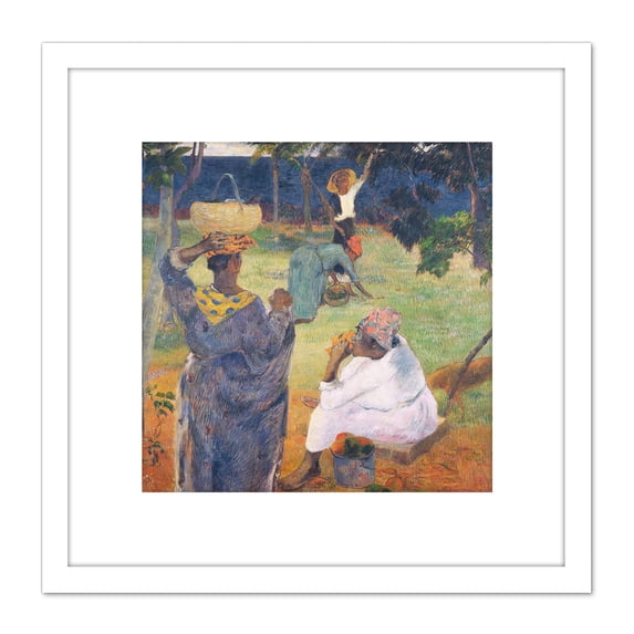 Paul Gauguin Among The Mangoes At Martinique Cropped 8X8 Inch Square Wooden Framed Wall Art Print Picture with Mount