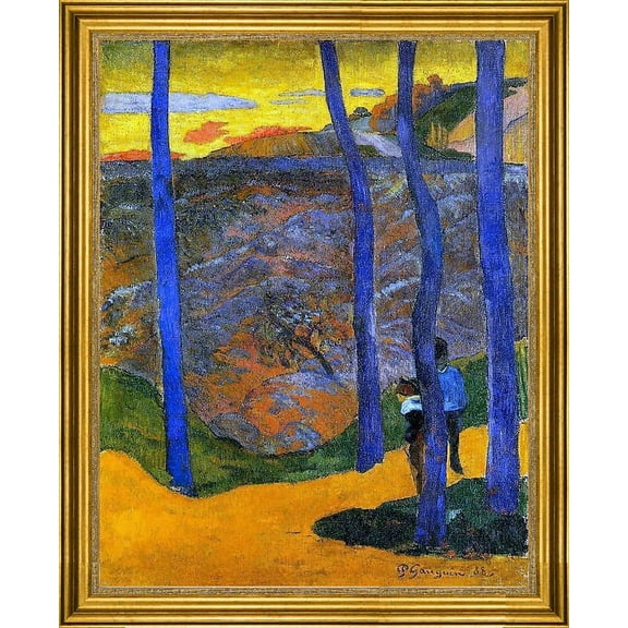 Paul Gauguin Blue Trees - 16" x 20" Framed Premium Canvas Print