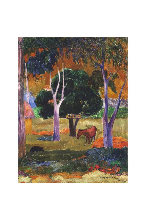 Paul Gauguin Landscape With A Pig And A Horse Hiva Oa Extra Large Art Print Wall Mural Poster Premium XL