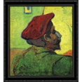 thumbnail image 1 of Paul Gauguin (Man in a Red Beret) 28x32 Large Black Ornate Wood Framed Canvas Art by Vincent van Gogh, 1 of 2