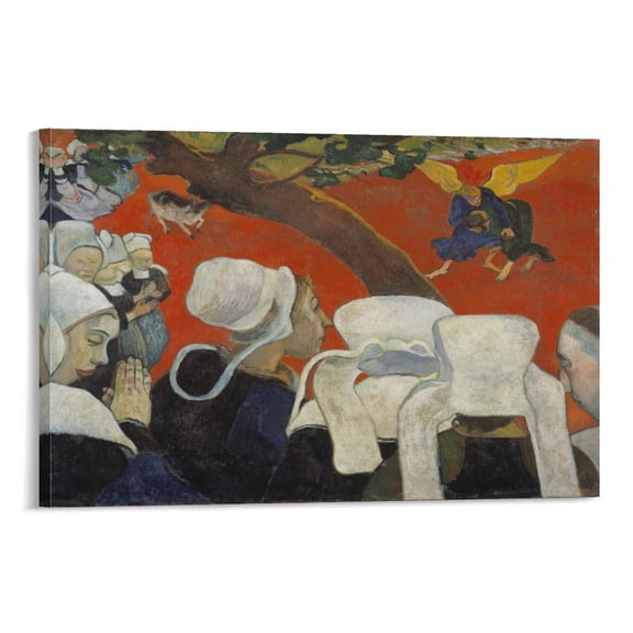 Paul Gauguin Prints Vision After The Sermon Canvas Wall Art Poster Home Decor Poster Wall Art Hanging Picture Print Bedroom Decorative Painting Posters Room Aesthetic 24x36inch(60x90cm)