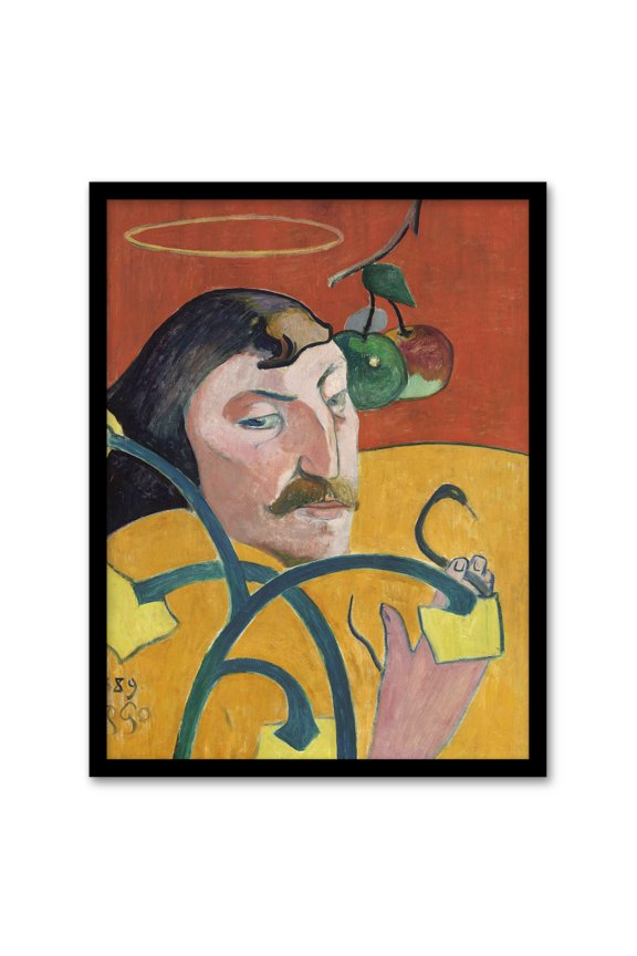 Paul Gauguin Self Portrait with Halo and Snake Framed Wall Art Picture Print A3