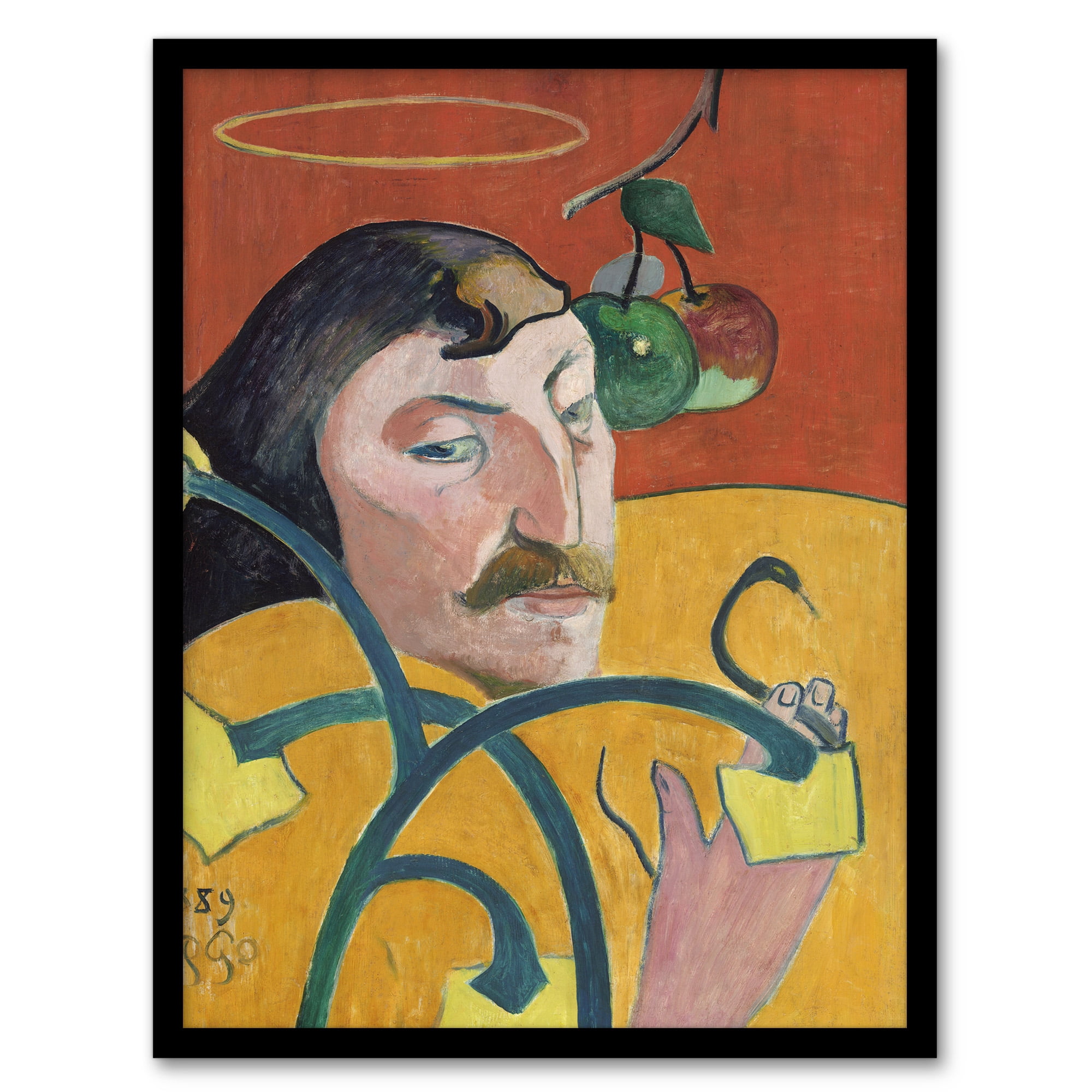 Paul Gauguin Self Portrait with Halo and Snake Framed Wall