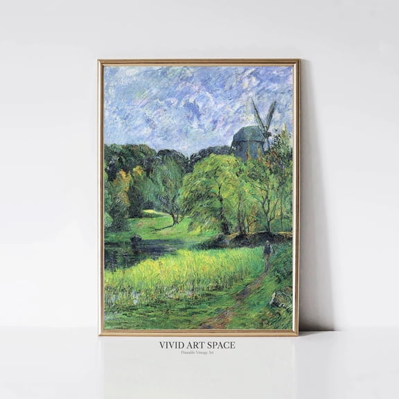 Paul Gauguin The Queens Mill Impressionist Landscape Summer Rustic Country Wall Art Print, Seasonal Living Room And Home Decor