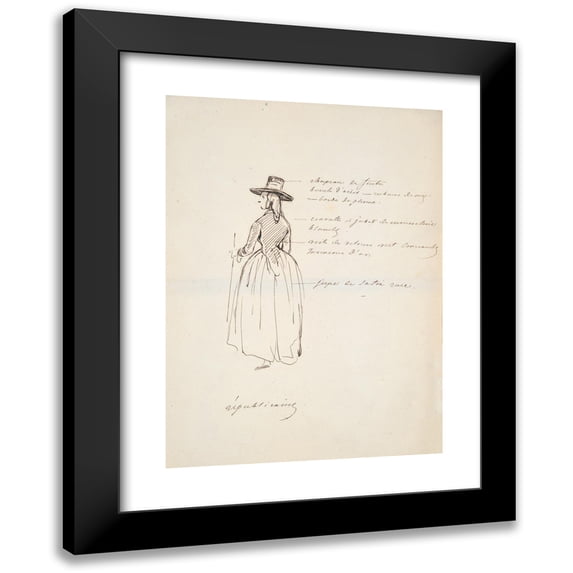 Paul Gavarni 11x14 Black Modern Framed Museum Art Print Titled - Republicaine