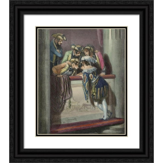 Paul Gavarni 15x17 Black Ornate Wood Framed Double Matted Museum Art Print Titled - Souvenirs Du Carnaval, 1837-45, No. 5: the Front-Stage Lodge