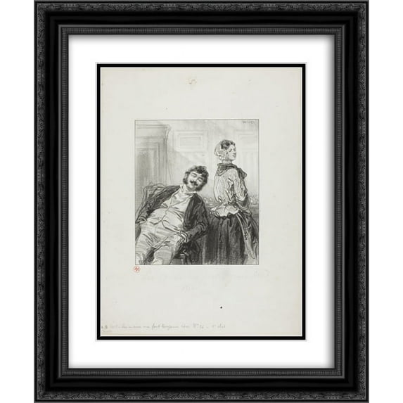 Paul Gavarni 2x Matted 20x24 Black Ornate Framed Art Print 'Husbands Always Make Me Laugh Come, Mme. Rabat-joie, shut up'