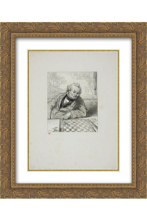 Paul Gavarni 2x Matted 20x24 Gold Ornate Framed Art Print 'Masks and faces Keeping a Queen, you see'