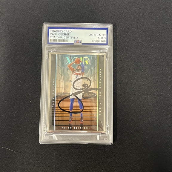 Paul George 2025 Panini 10 Years Noir Basketball#224 Signed Card PSA Autographed