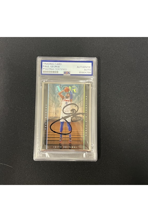 Paul George 2025 Panini 10 Years Noir Basketball#224 Signed Card PSA Autographed
